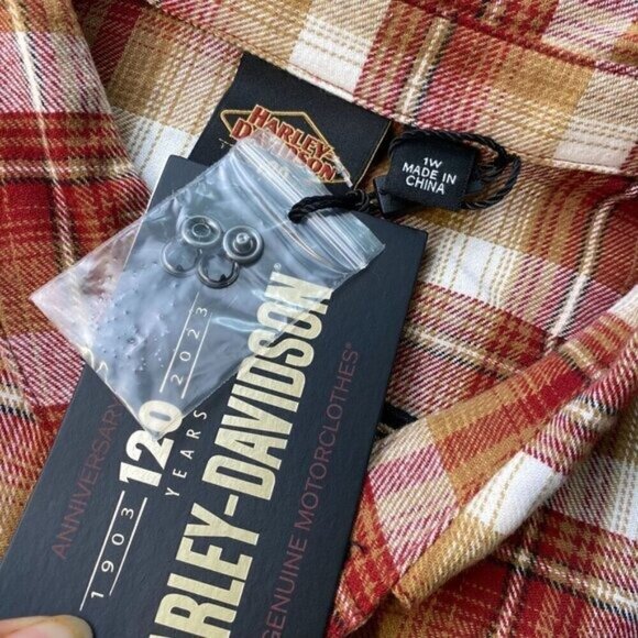Harley-Davidson Women's 120th Anniversary Plaid Flannel Shirt Size 1W New - Picture 6 of 11